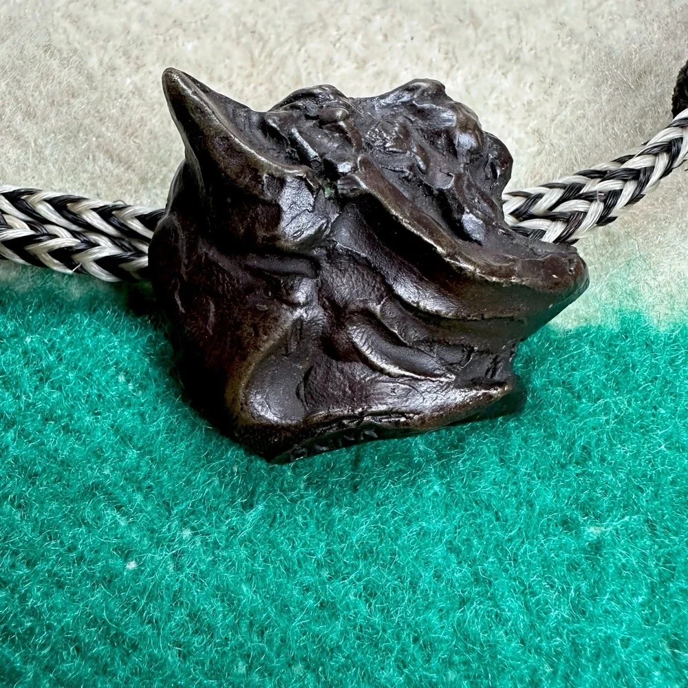 Vintage 2001 Prix de West Art Kenneth Bunn Signed Bronze Lynx Bolo Tie NAWA Rare